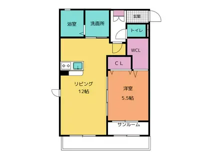 SAKAE VILLAGE(1LDK/1階)の間取り写真