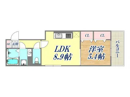 LAUREUS KUGA(1LDK/2階)の間取り写真