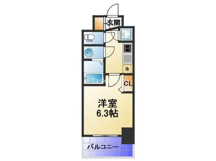 エスリード京橋グランツ(1K/9階)の間取り写真