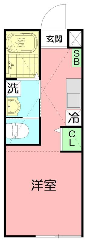 パシフィックオーシャン国府津(1K/2階)の間取り写真