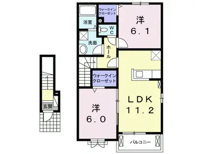 フェリーチェA(2LDK/2階)の間取り写真