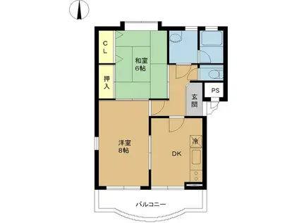 フレール江南A棟(2DK/1階)の間取り写真