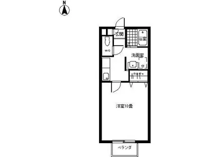 ソレアードグリーンヒルII(1K/1階)の間取り写真