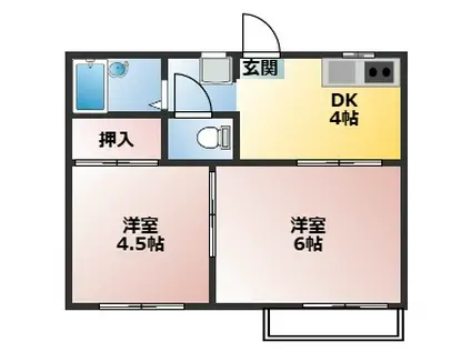シティハイツオオタケA(2DK/1階)の間取り写真