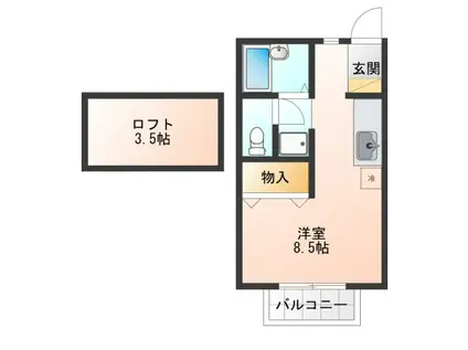 フローラ泉町A(ワンルーム/1階)の間取り写真