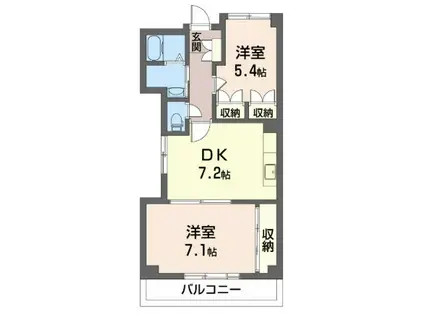 オクタビアヒルB(2DK/3階)の間取り写真