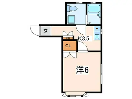 Kハイツ(1K/2階)の間取り写真