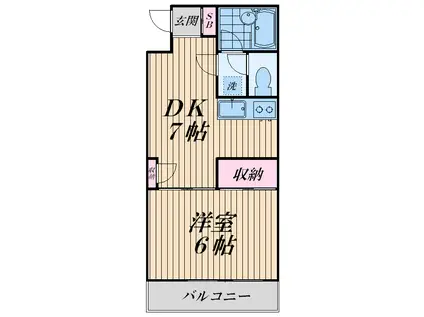 フラットマーロー(1DK/1階)の間取り写真