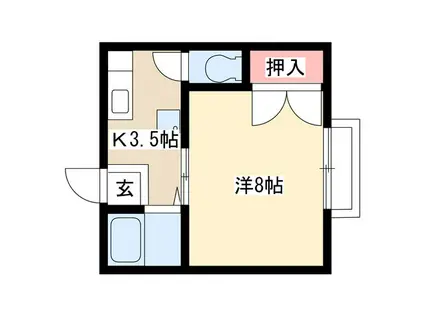 名東レジデンスII(1K/1階)の間取り写真