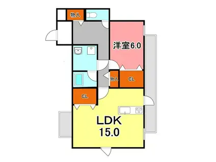 メゾンドローリエ(1LDK/4階)の間取り写真