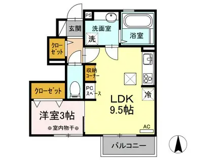 D-ROOM東泉町 B(1LDK/1階)の間取り写真