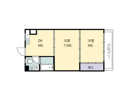 モラーダフジモト(2DK/2階)の間取り写真