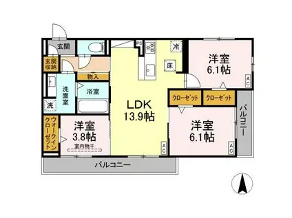 FORTUNA・ZUKAIII(3LDK/1階)の間取り写真