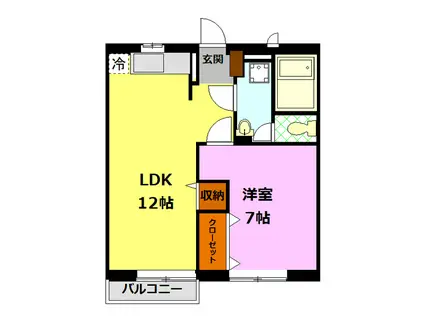 ハイツTM(1LDK/1階)の間取り写真
