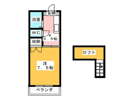コーポルピナス(1K/2階)の間取り写真