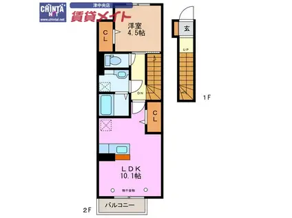 グランテージ上浜(1LDK/2階)の間取り写真