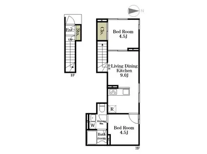 SEPT STELLARIA(2LDK/2階)の間取り写真