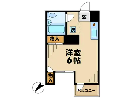 サンドルフ多摩(1K/4階)の間取り写真