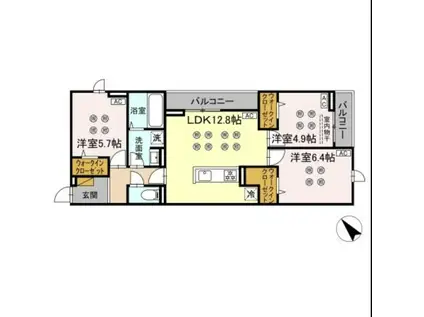 D-KISARIA WI(3LDK/3階)の間取り写真