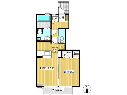 トリコロールASAMA(1LDK/1階)の間取り写真