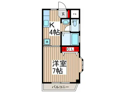サンリーフII(1K/1階)の間取り写真