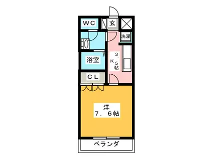 グレイスヴィラ花水木(1K/1階)の間取り写真