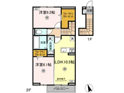 ファミールヴィラ(2LDK/2階)の間取り写真