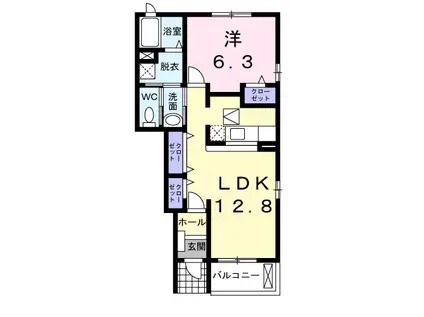 アンフィニ(1LDK/1階)の間取り写真