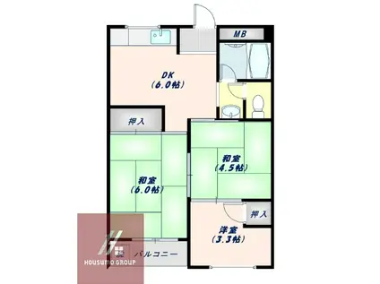 クラモトマンション(3DK/4階)の間取り写真