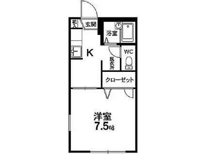 シャトルアール(1K/1階)の間取り写真