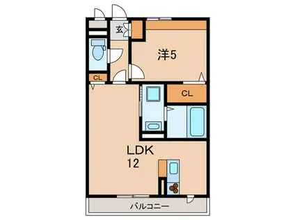 サンオーニック エミュー(1LDK/1階)の間取り写真