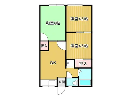 旭が丘ハイツ(3DK/2階)の間取り写真