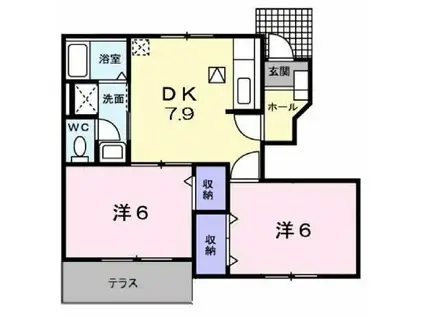 エミナール(2DK/1階)の間取り写真