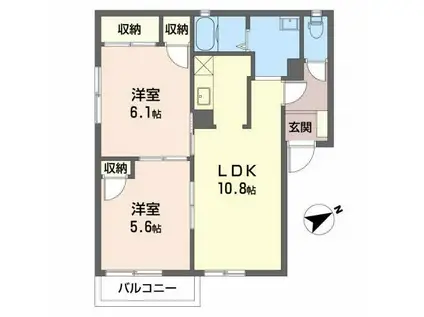 メゾンドール(2LDK/2階)の間取り写真