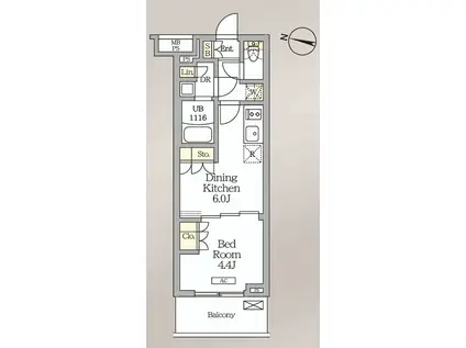 ミレーネ滝野川(1DK/2階)の間取り写真