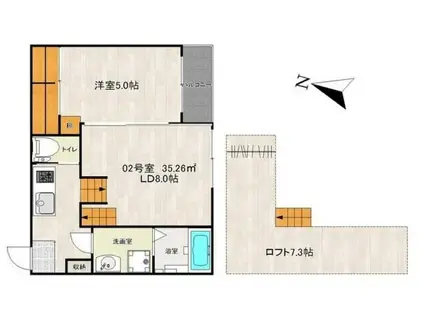 GRANDE 筥松(1LDK/2階)の間取り写真