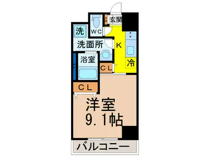 KDXレジデンス今池(1K/6階)の間取り写真