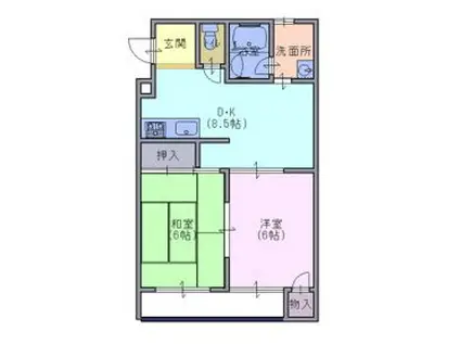マンション胡摩沢2月入居の方まで(2DK/2階)の間取り写真