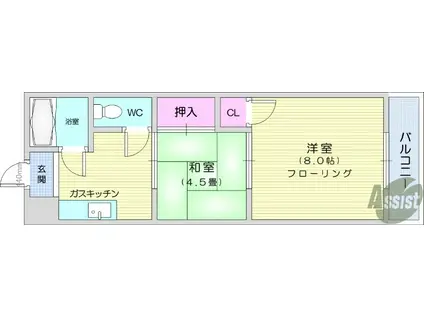 モロハシハイツ(2K/3階)の間取り写真