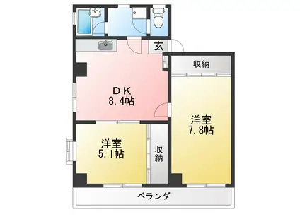 クレセントハイム(2DK/3階)の間取り写真