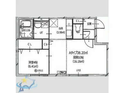HERO YAMAHANA2(1LDK/2階)の間取り写真