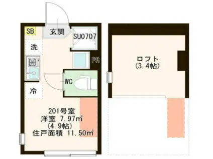 ル・ブラン井荻(ワンルーム/2階)の間取り写真