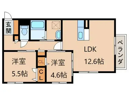 シャーメゾン秋月の杜(2LDK/1階)の間取り写真