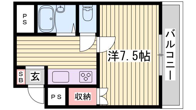 ルークレジデンス姫路III(1K/5階)の間取り写真