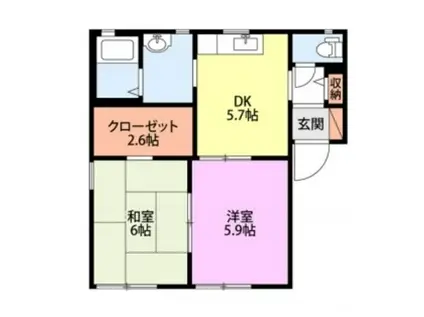 コーポ カメリア(2DK/2階)の間取り写真