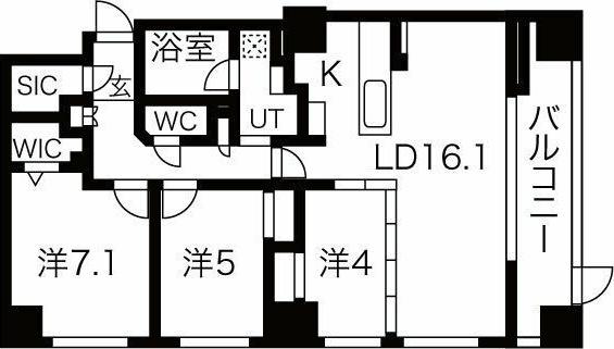 ラ・クラッセ札幌ステーションルミエール(3LDK/5階)の間取り写真