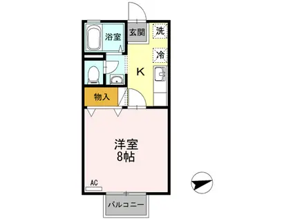 セジュ一ル二番館(1K/2階)の間取り写真