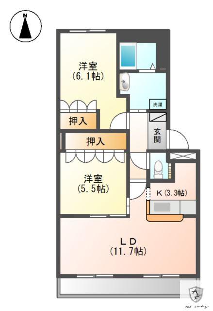 フォレスト青山(2LDK/2階)の間取り写真