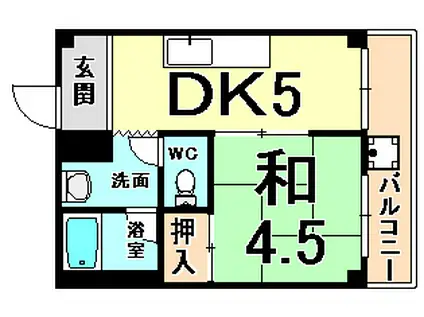 エメラルド立花2(1DK/2階)の間取り写真
