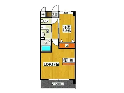 アクシオ足立(1LDK/3階)の間取り写真